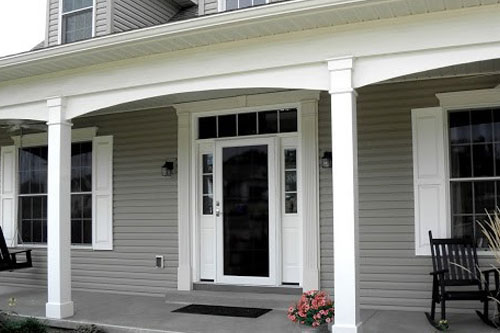 Living room view with large windows